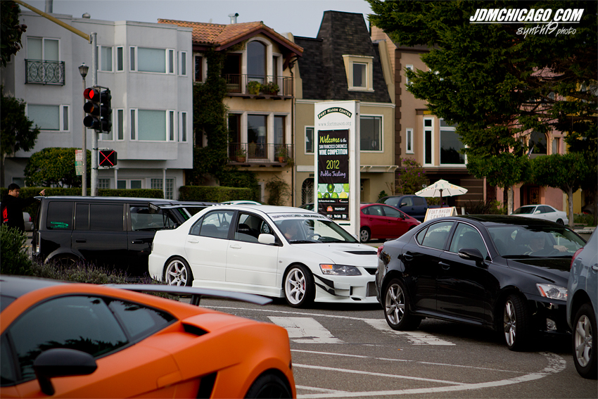 Morning Roll-in, Evo on white Gram Lights and Voltex wing